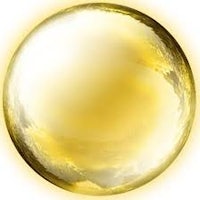 a golden sphere on a white background